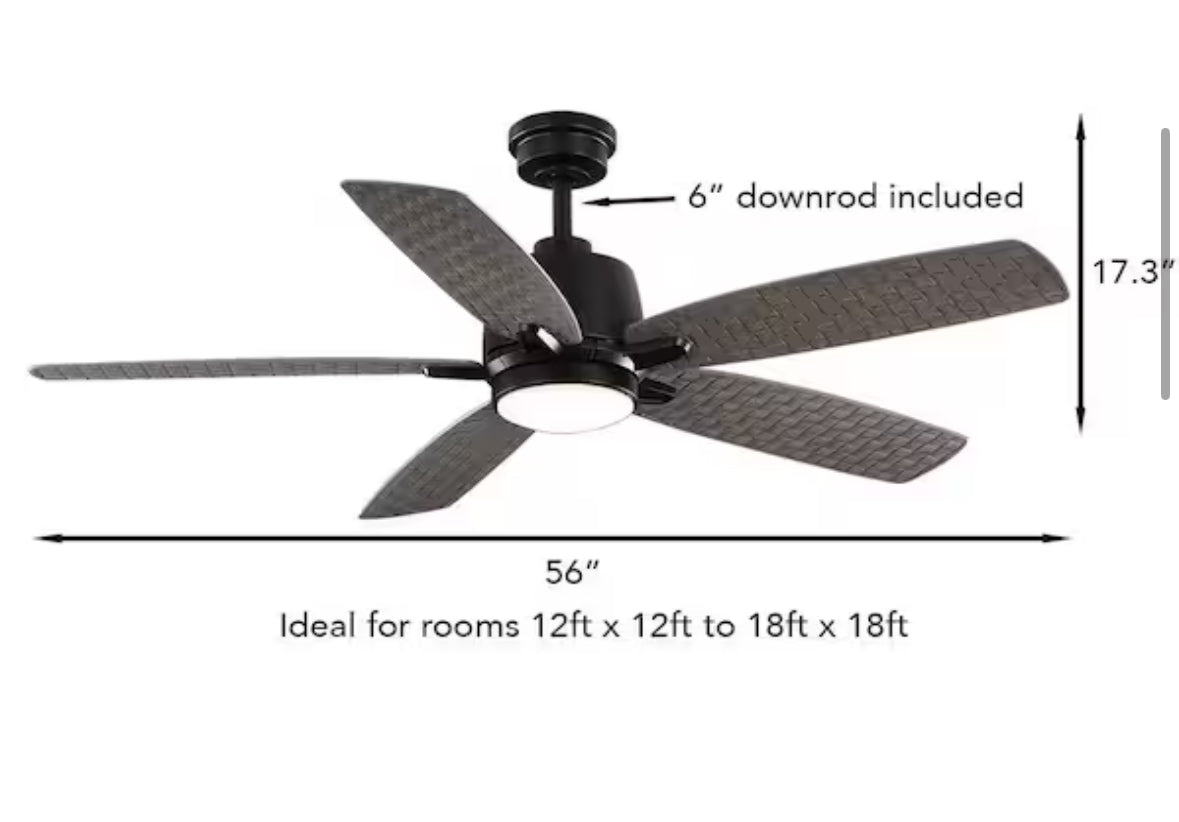 Hayden Lake 56 in. White Color Changing LED Indoor/Outdoor Matte Black Ceiling Fan with Light Kit and Remote Control