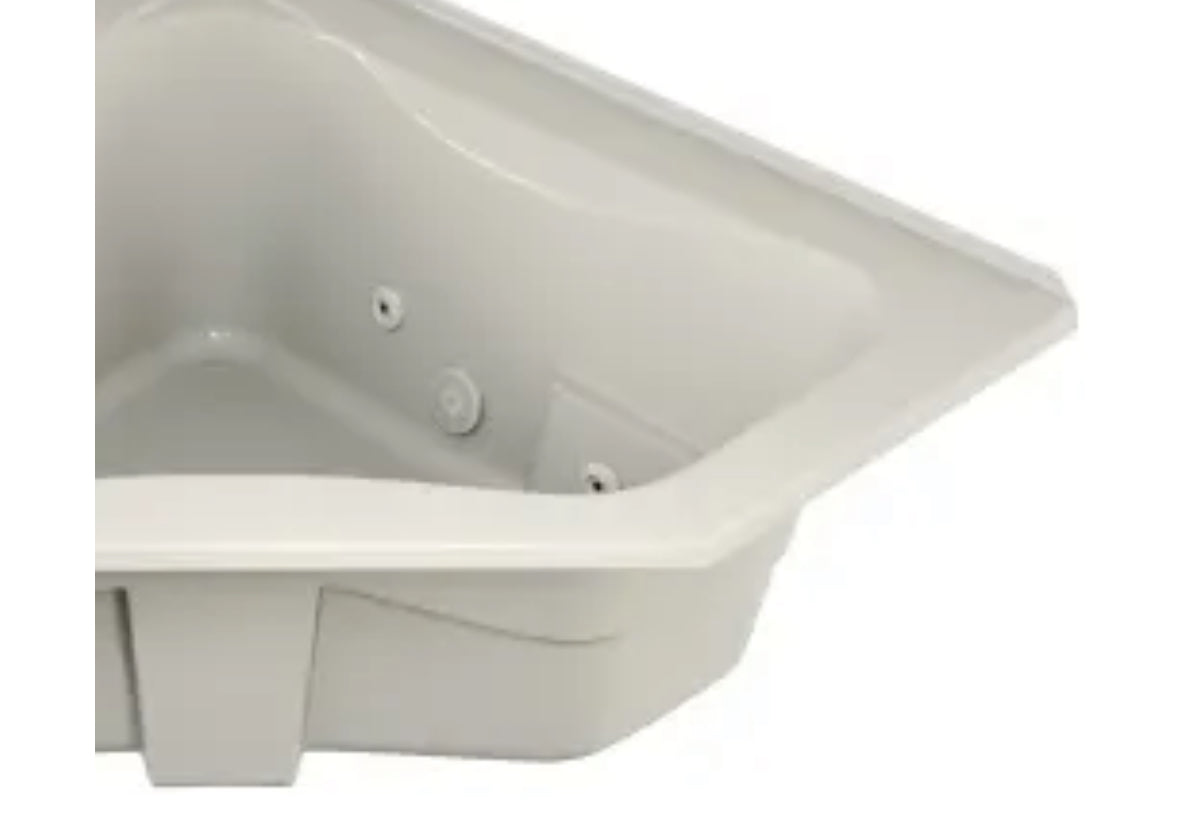 Jacuzzi 60" x 60" Signature Corner Whirlpool Bathtub with 6 Jets, Air Controls, RapidHeat Water Heater, Center Drain, Tiling Flange, and Right Pump