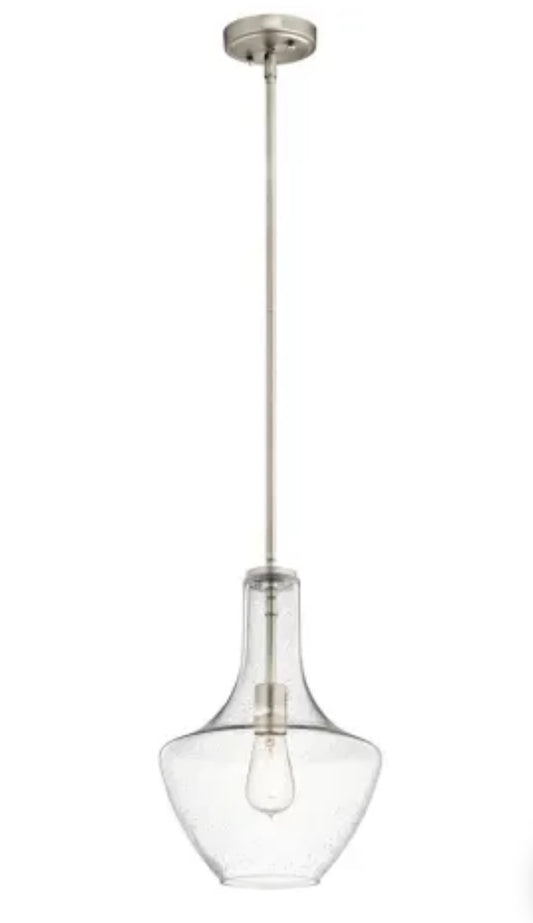 Kichler Everly Single Light 11" Wide Pendant with Seedy Glass Shade