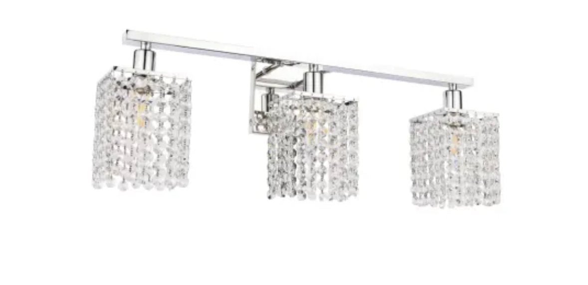 Elegant Lighting Phineas 3 Light 24" Wide Bathroom Vanity Light with Clear Royal Cut Crystals