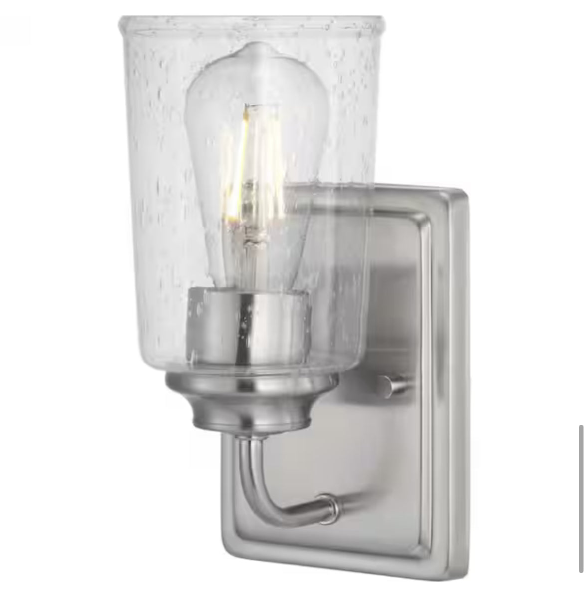 Evangeline 4.5 in. 1-Light Brushed Nickel Indoor Wall Farmhouse Sconce with Clear Seeded Glass Shade