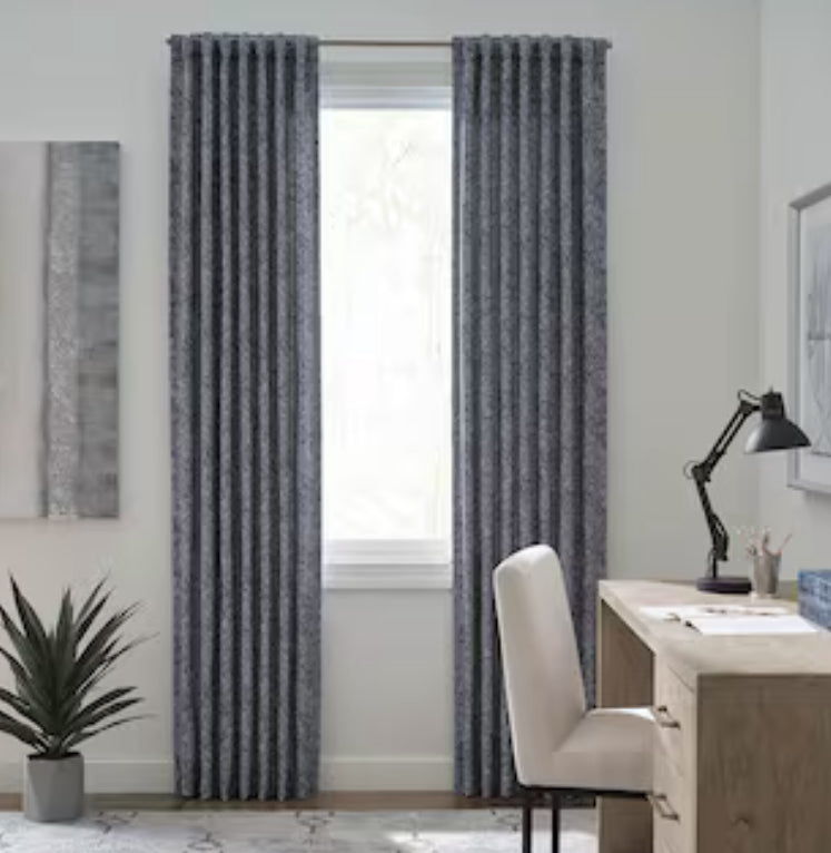 Origin 21 84-in Navy Abstract Room Darkening Thermal Lined Back Tab Single Curtain Panel