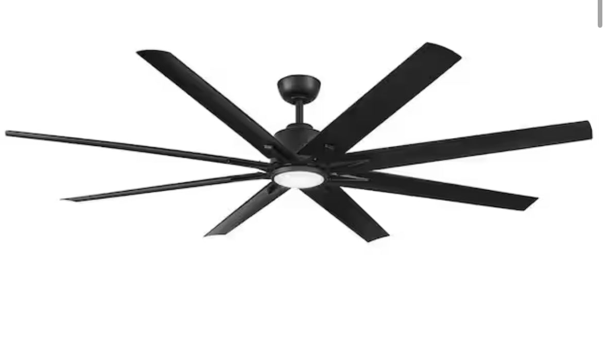 Kensgrove II 72 in. Smart Indoor/Outdoor Matte Black Ceiling Fan with Remote Included Powered by Hubspace