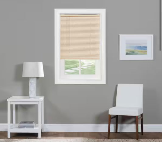 GII Morningstar Alabaster Cordless Light Filtering Vinyl Mini Blind with 1 in. Slats 28 in. W x 64 in. L