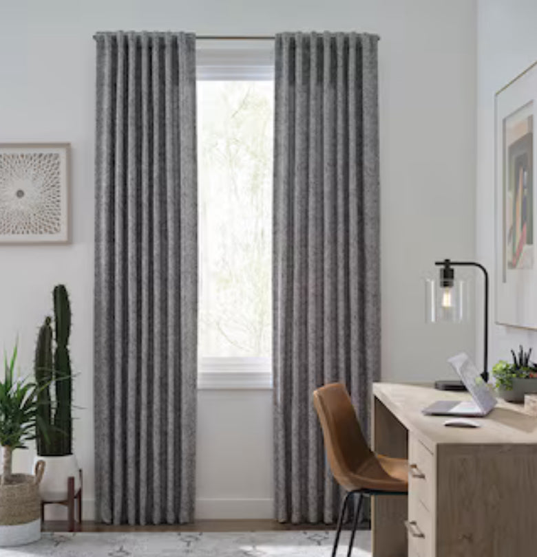 Origin 21 84-in Grey Abstract Room Darkening Thermal Lined Back Tab Single Curtain Panel