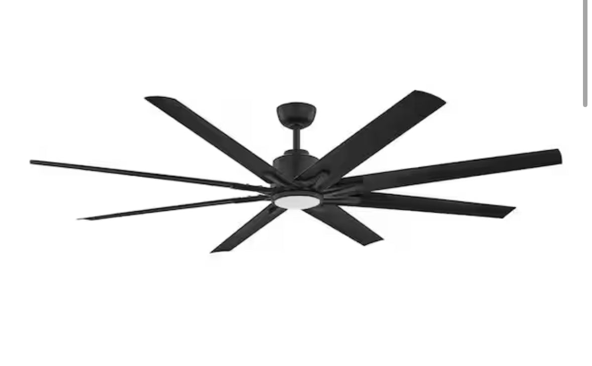 Kensgrove II 72 in. Smart Indoor/Outdoor Matte Black Ceiling Fan with Remote Included Powered by Hubspace