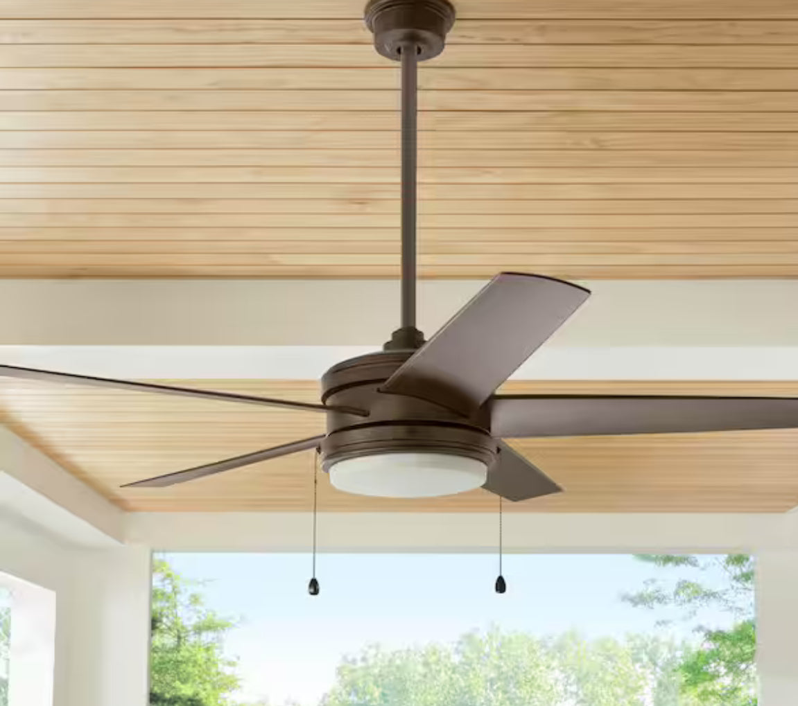 Portwood 60 in. Indoor/Outdoor Wet Rated Espresso Bronze Ceiling Fan with Integrated LED Included