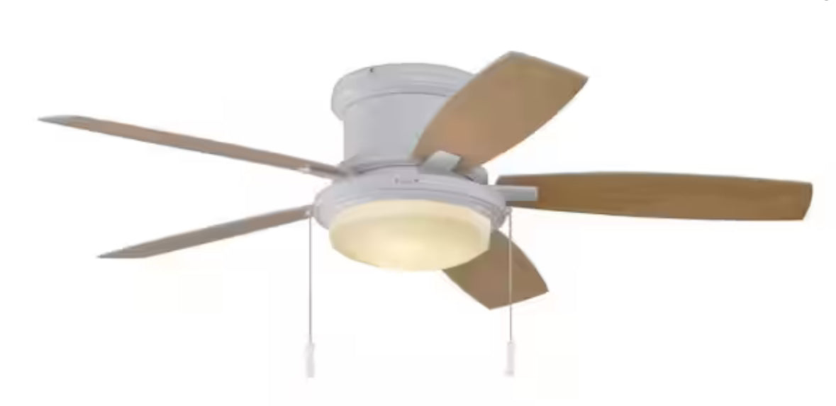 Roanoke 48 in. Indoor/Outdoor Wet Rated White Ceiling Fan with LED Bulbs Included