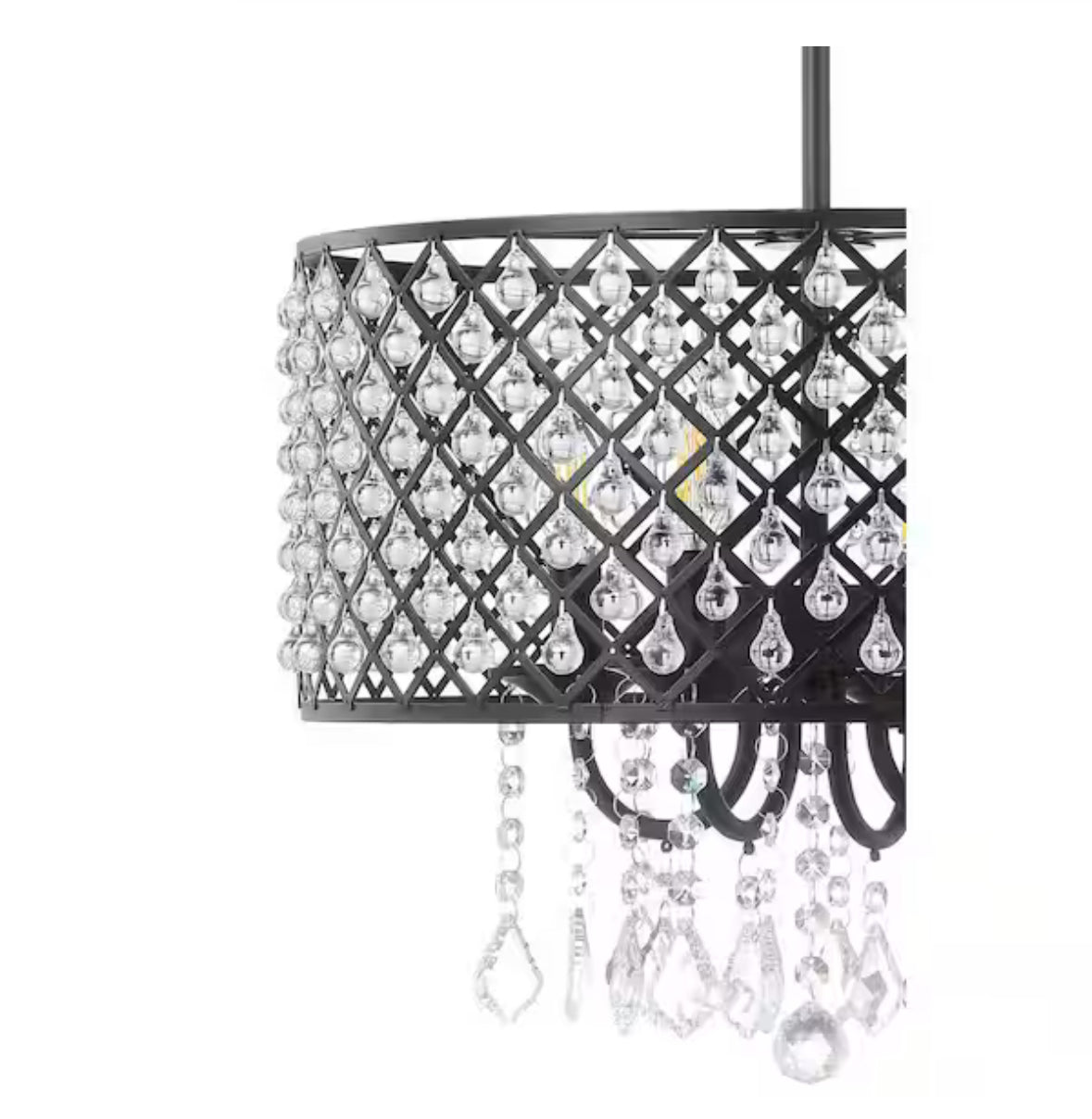 Gigi 17" Metal/Crystal Adjustable LED Drop Chandelier, Black/Clear