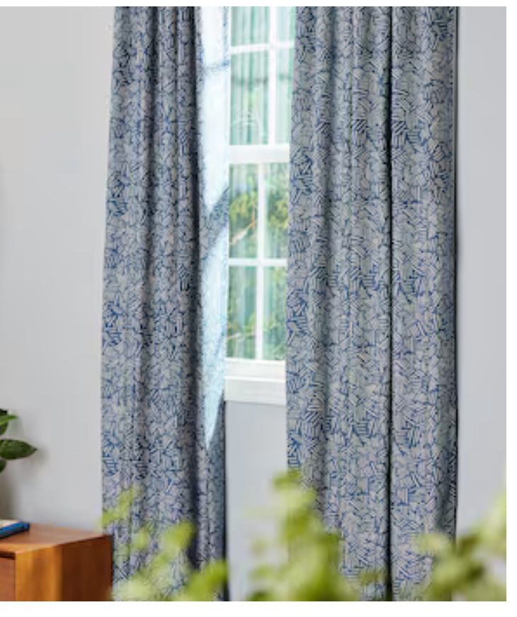 Origin 21 84-in Navy Abstract Room Darkening Thermal Lined Back Tab Single Curtain Panel