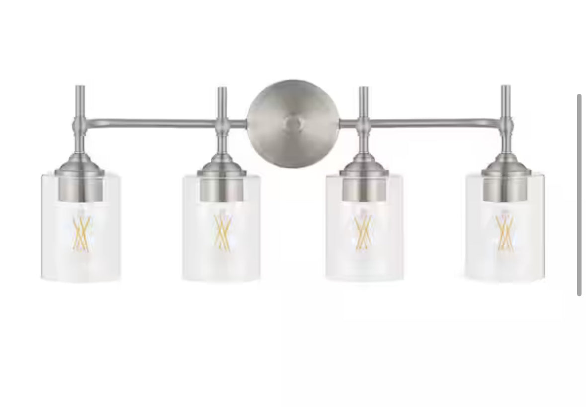 Ayelen 4-Light Brushed Nickel Modern Bathroom Vanity Light with Clear Glass