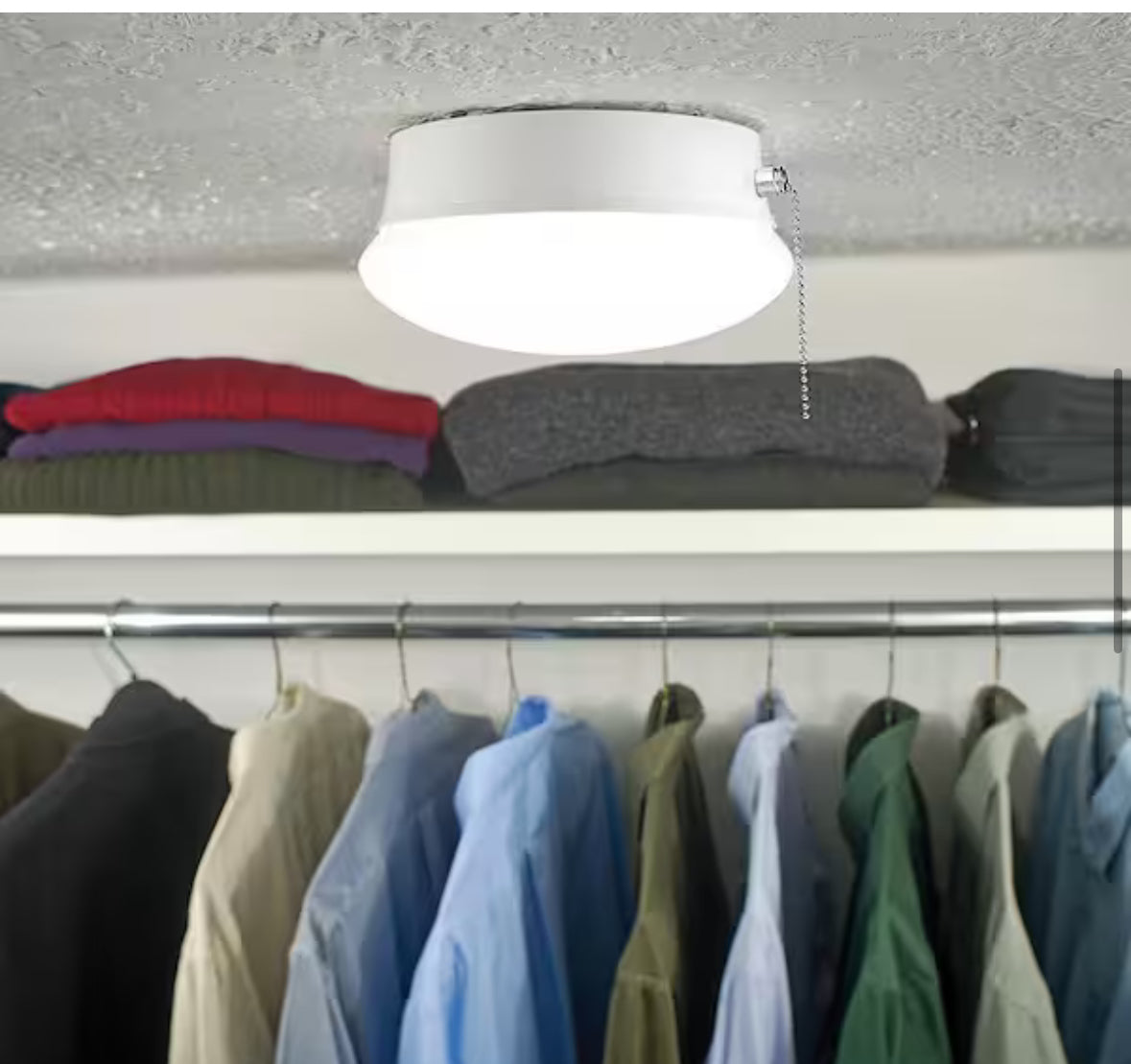 Spin Light 7 in. Closet Light with Pull Chain LED Flush Mount Ceiling Light 830 Lumens 4000K Bright White Basement Light