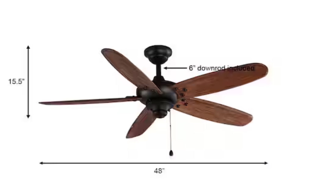 Altura 48 in. Indoor/Outdoor Matte Black Ceiling Fan with Downrod and Reversible Motor; Light Kit Adaptable
272