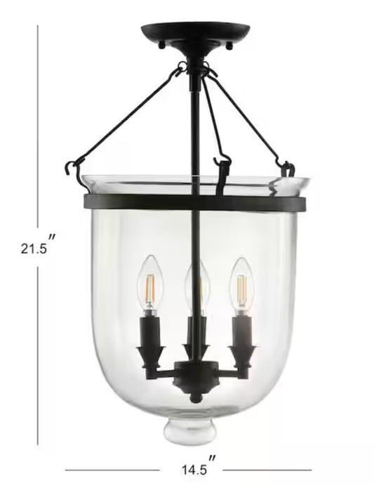 Charlotte 14.5 in. Oil Rubbed Bronze Metal/Glass LED Semi-Flush Mount