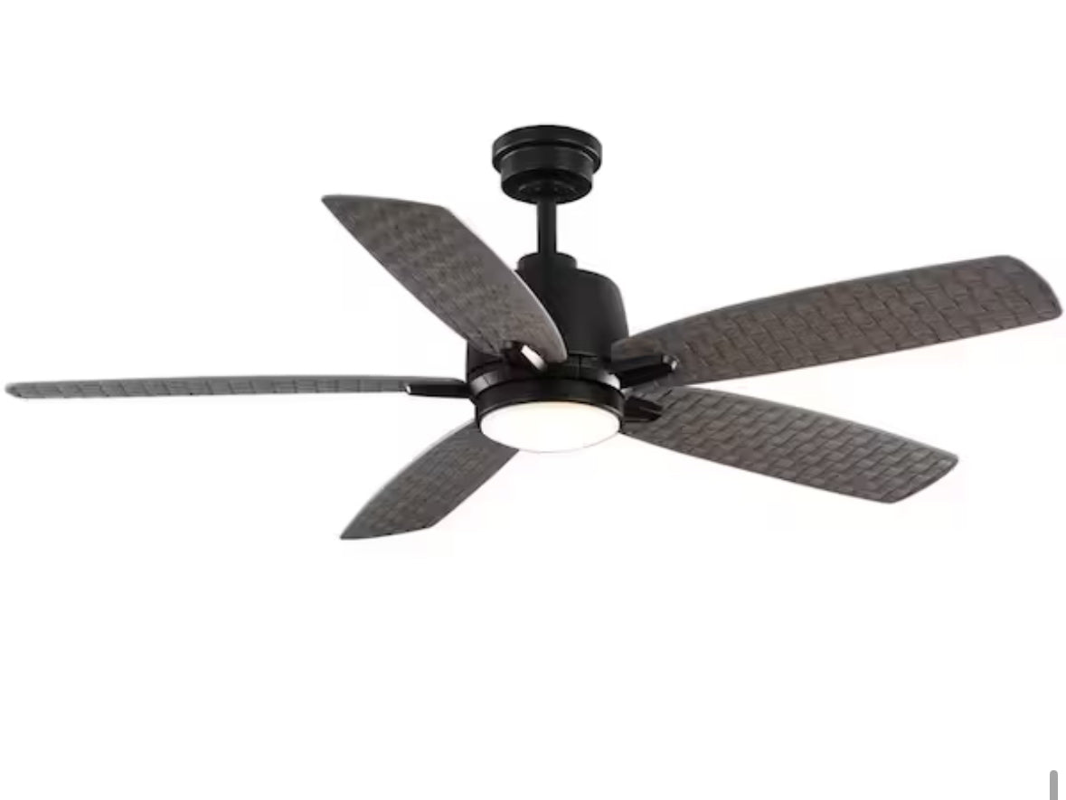 Hayden Lake 56 in. White Color Changing LED Indoor/Outdoor Matte Black Ceiling Fan with Light Kit and Remote Control