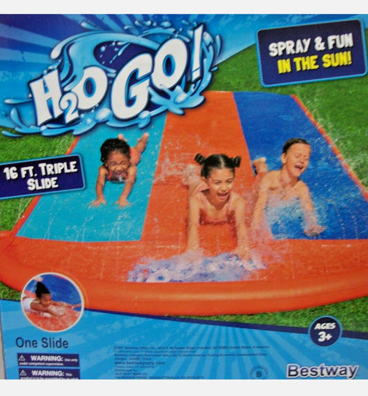 Bestway H2O GO! 16 ft Triple Lane Water Slide with Drench Pool Age 3+ NEW SEALED