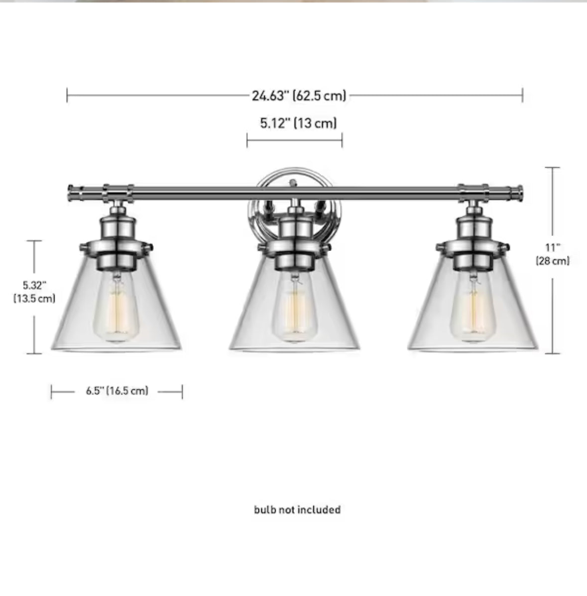 Parker 3-Light Chrome Vanity Light with Clear Glass Shades