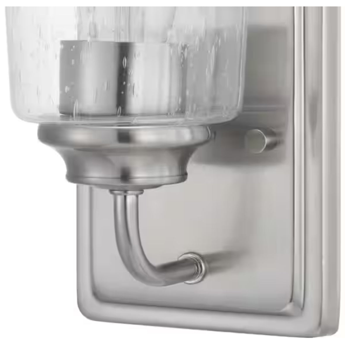 Evangeline 4.5 in. 1-Light Brushed Nickel Indoor Wall Farmhouse Sconce with Clear Seeded Glass Shade