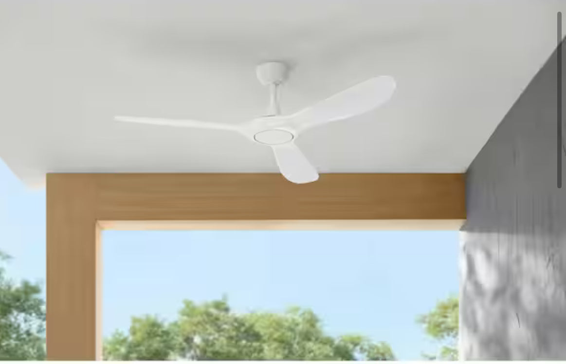 Tager 52 in. Smart Indoor/Outdoor Matte White Ceiling Fan without Light with Remote Powered by Hubspace