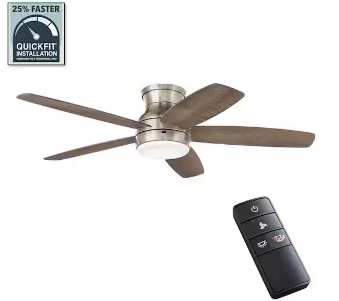 Ashby Park 52 in. White Color Changing Integrated LED Brushed Nickel Ceiling Fan with Light Kit and Remote Control