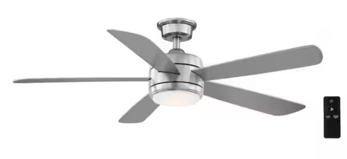 Averly 52 in. Indoor Brushed Nickel Ceiling Fan with Adjustable White Integrated LED with Remote Control Included