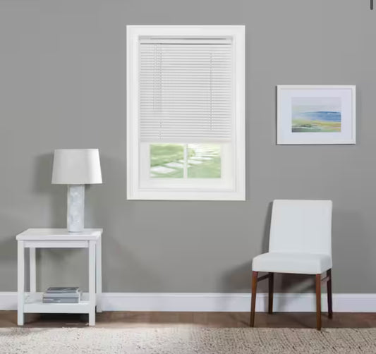 GII Morningstar White Cordless Light Filtering Vinyl Mini Blind with 1 in. Slats 33 in. W x 72 in. L