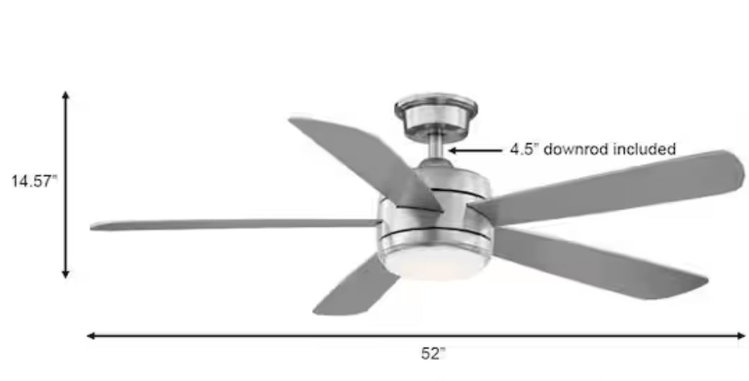 Averly 52 in. Indoor Brushed Nickel Ceiling Fan with Adjustable White Integrated LED with Remote Control Included