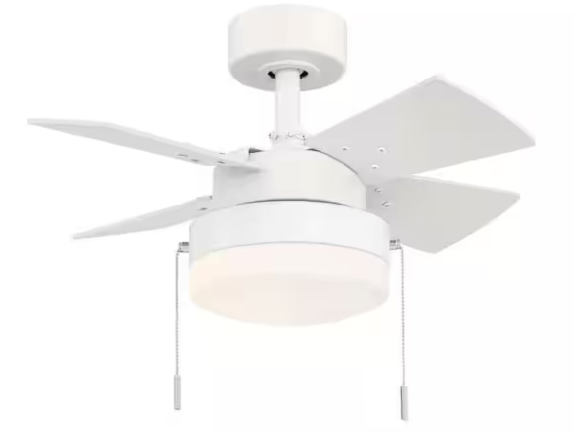 Metarie II 24 in. Indoor Matte White Ceiling Fan with Light