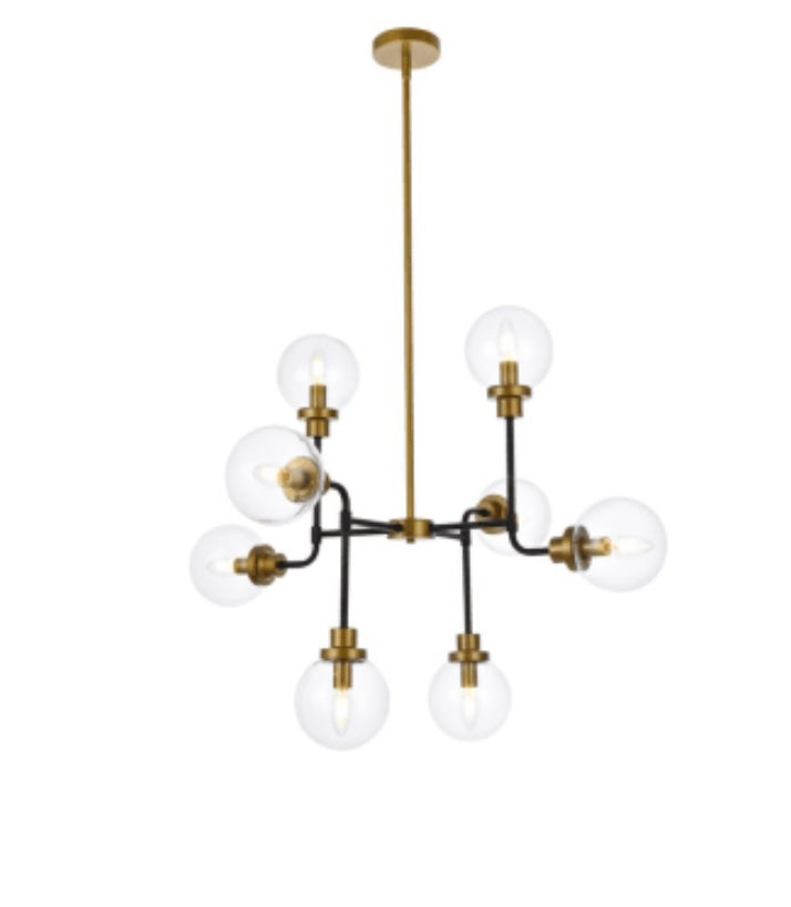 Elegant Lighting Hanson 8 Light 36" Wide Abstract Chandelier with Clear Glass Shades