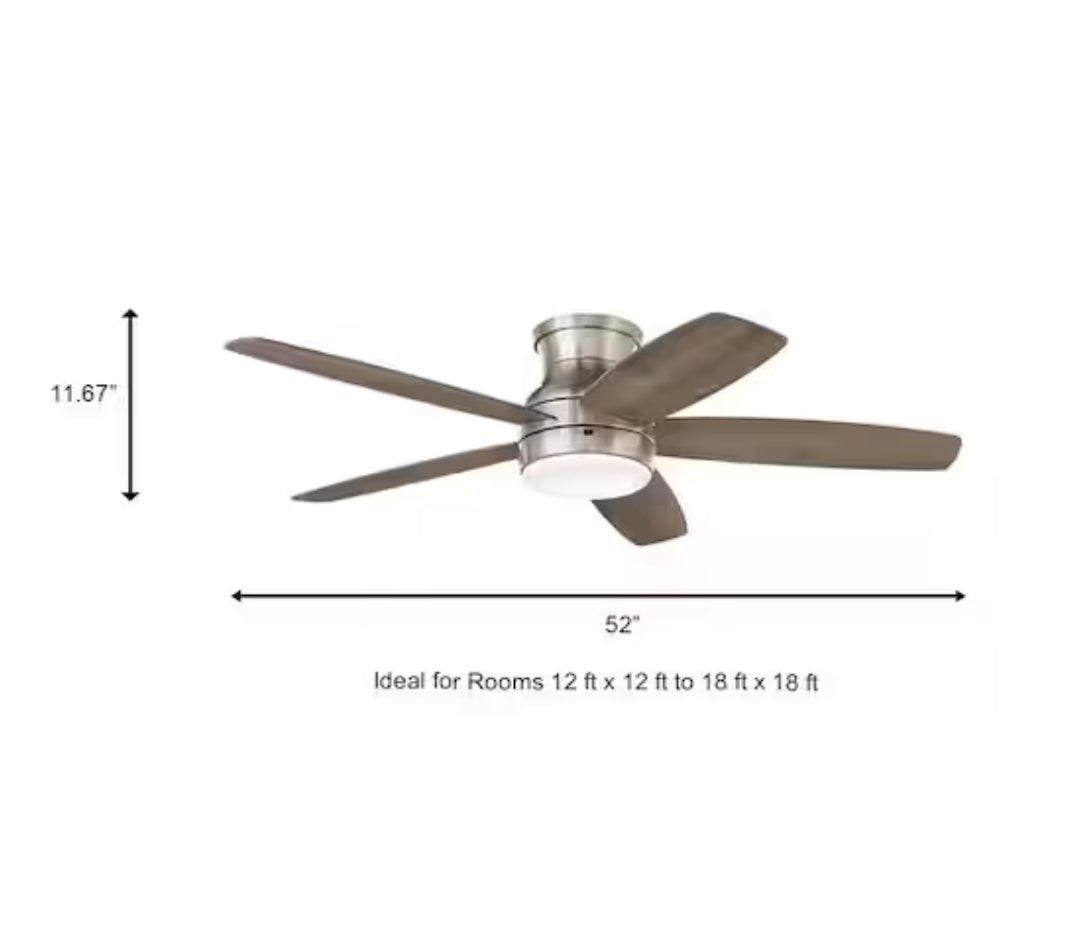 Ashby Park 52 in. White Color Changing Integrated LED Brushed Nickel Ceiling Fan with Light Kit and Remote Control