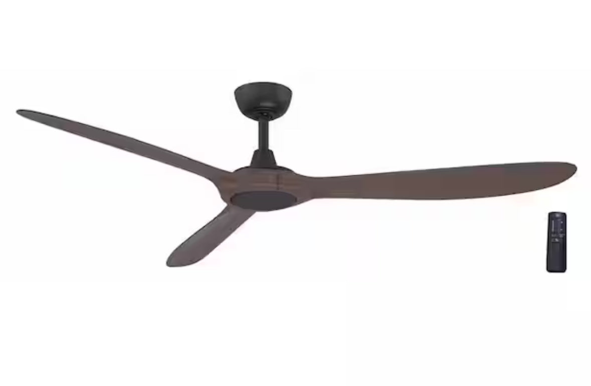 Tager 60 in. Smart Indoor/Outdoor Matte Black with Whiskey Barrel Blades Ceiling Fan with Remote Powered by Hubspace