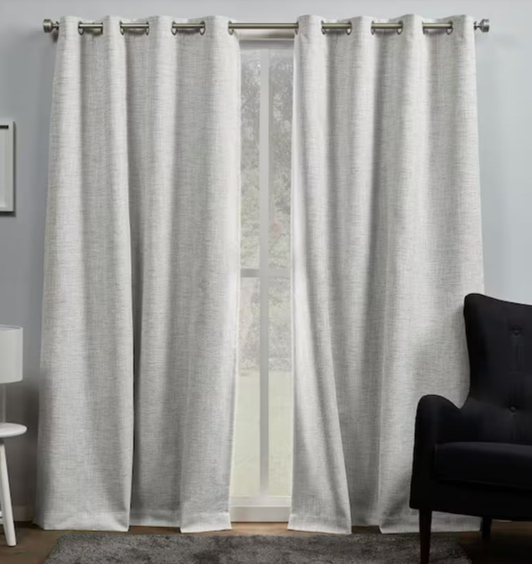 Burke Silver Solid Blackout Grommet Top Curtain, 52 in. W x 84 in. L (Set of 2)