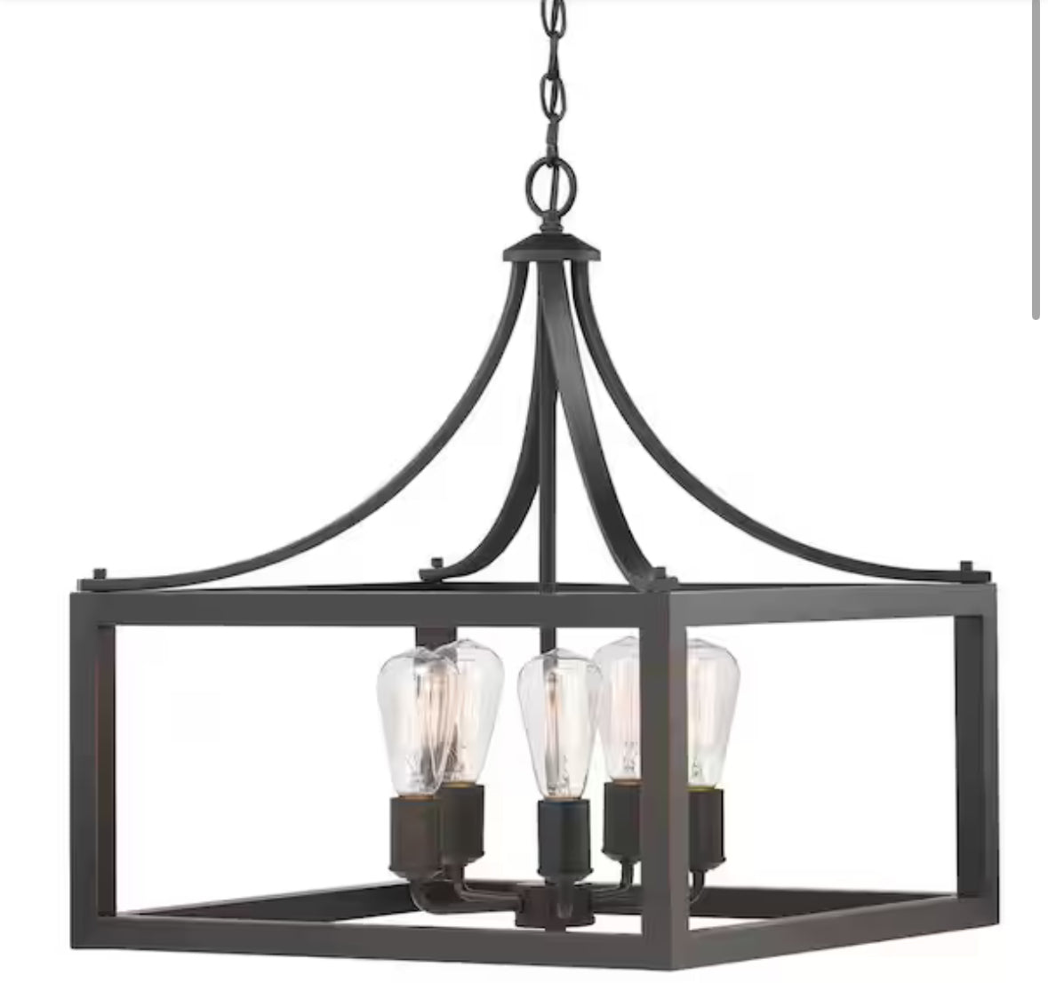 Boswell Quarter 20 in. 5-Light Distressed Black Farmhouse Pendant for Kitchen or Entryway