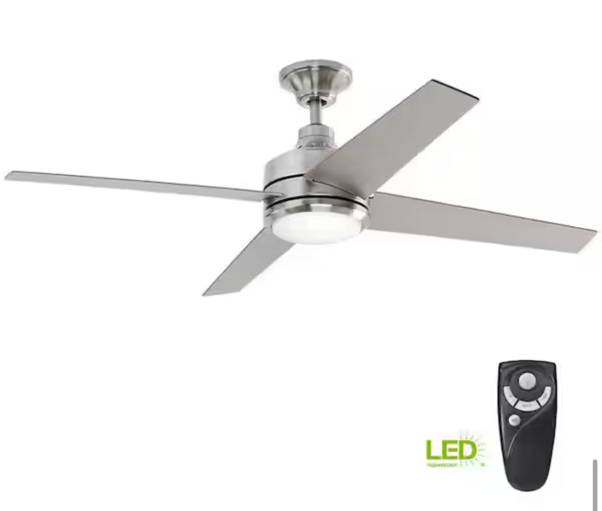 Mercer 52 in. LED Indoor Brushed Nickel Ceiling Fan with Light Kit and Remote Control
11.4k