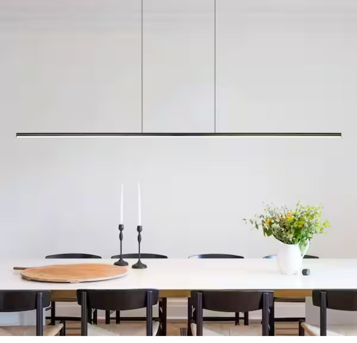 Neculina 47.24 in. 16-Watt 1-Light Integrated LED Black Tubed Island Linear Pendant Light with Dimmable 3000K