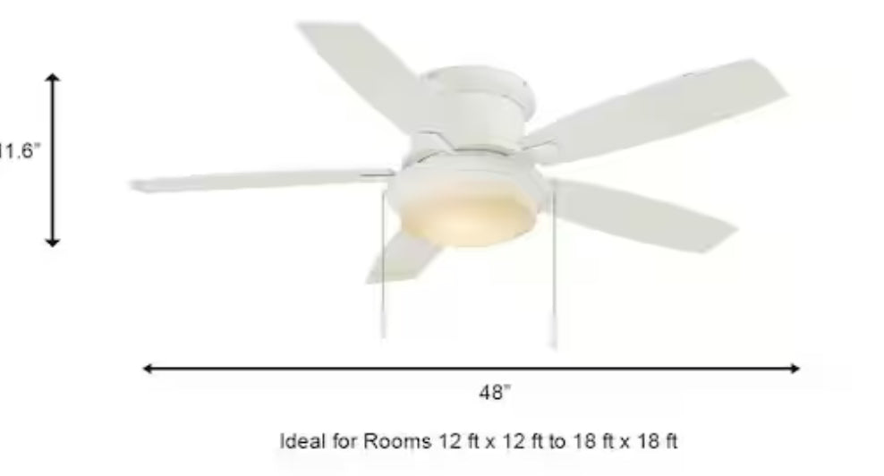 Roanoke 48 in. Indoor/Outdoor Wet Rated White Ceiling Fan with LED Bulbs Included