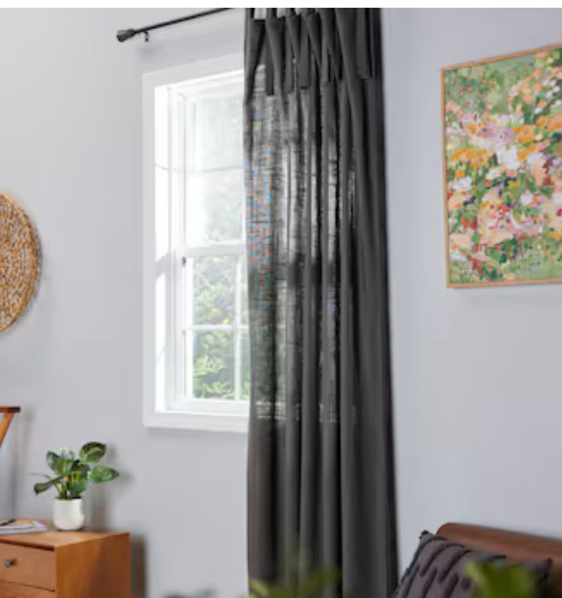 allen + roth 84-in Grey Light Filtering Tie Top Single Curtain Panel