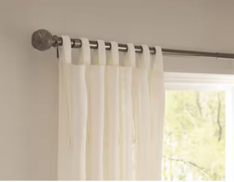 allen + roth 84-in Ivory Light Filtering Tie Top Single Curtain Panel