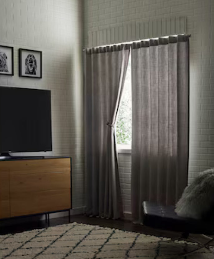 allen + roth 84-in Taupe Block Room Darkening Interlined Back Tab Single Curtain Panel