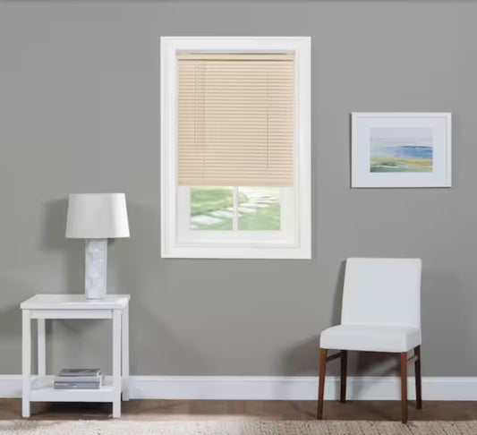 GII Morningstar Alabaster Cordless Light Filtering Vinyl Mini Blind with 1 in. Slats 27 in. W x 64 in. L