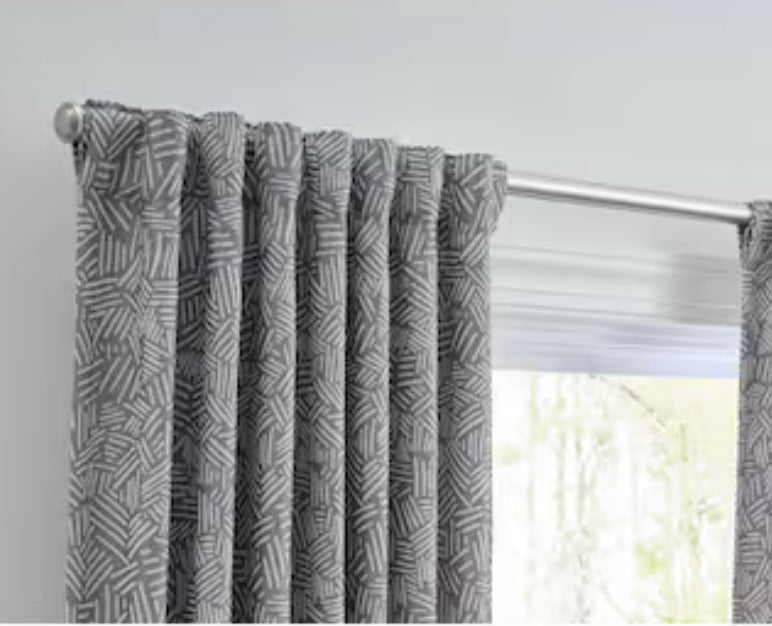 Origin 21 84-in Grey Abstract Room Darkening Thermal Lined Back Tab Single Curtain Panel