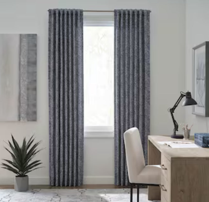 Origin 21 84-in Navy Abstract Room Darkening Thermal Lined Back Tab Single Curtain Panel