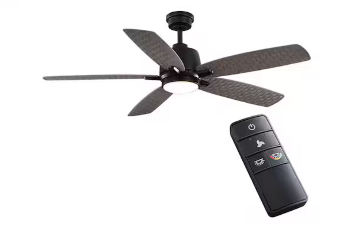 Hayden Lake 56 in. White Color Changing LED Indoor/Outdoor Matte Black Ceiling Fan with Light Kit and Remote Control