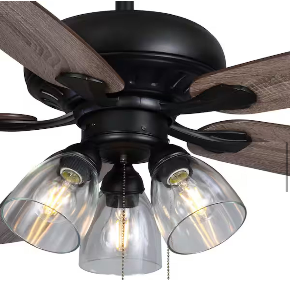 Rockport 52 in. LED Matte Black Ceiling Fan with Five Reversible Blades