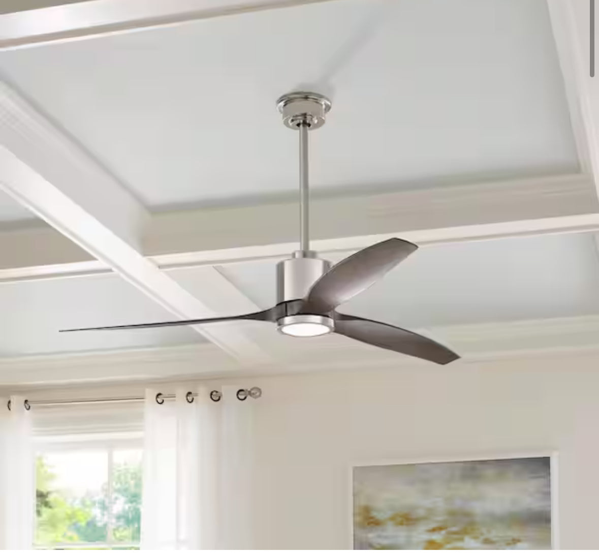 Triplex 60 in. LED Polished Nickel Ceiling Fan with Light