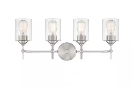 Ayelen 4-Light Brushed Nickel Modern Bathroom Vanity Light with Clear Glass