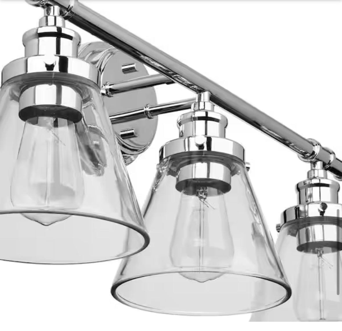 Parker 3-Light Chrome Vanity Light with Clear Glass Shades