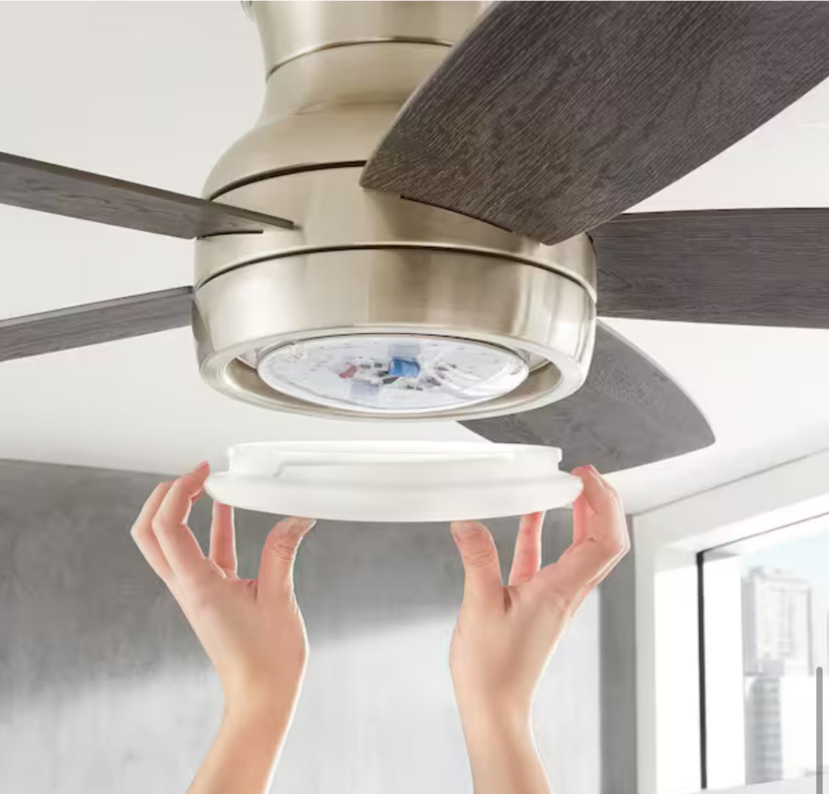 Ashby Park 52 in. White Color Changing Integrated LED Brushed Nickel Ceiling Fan with Light Kit and Remote Control