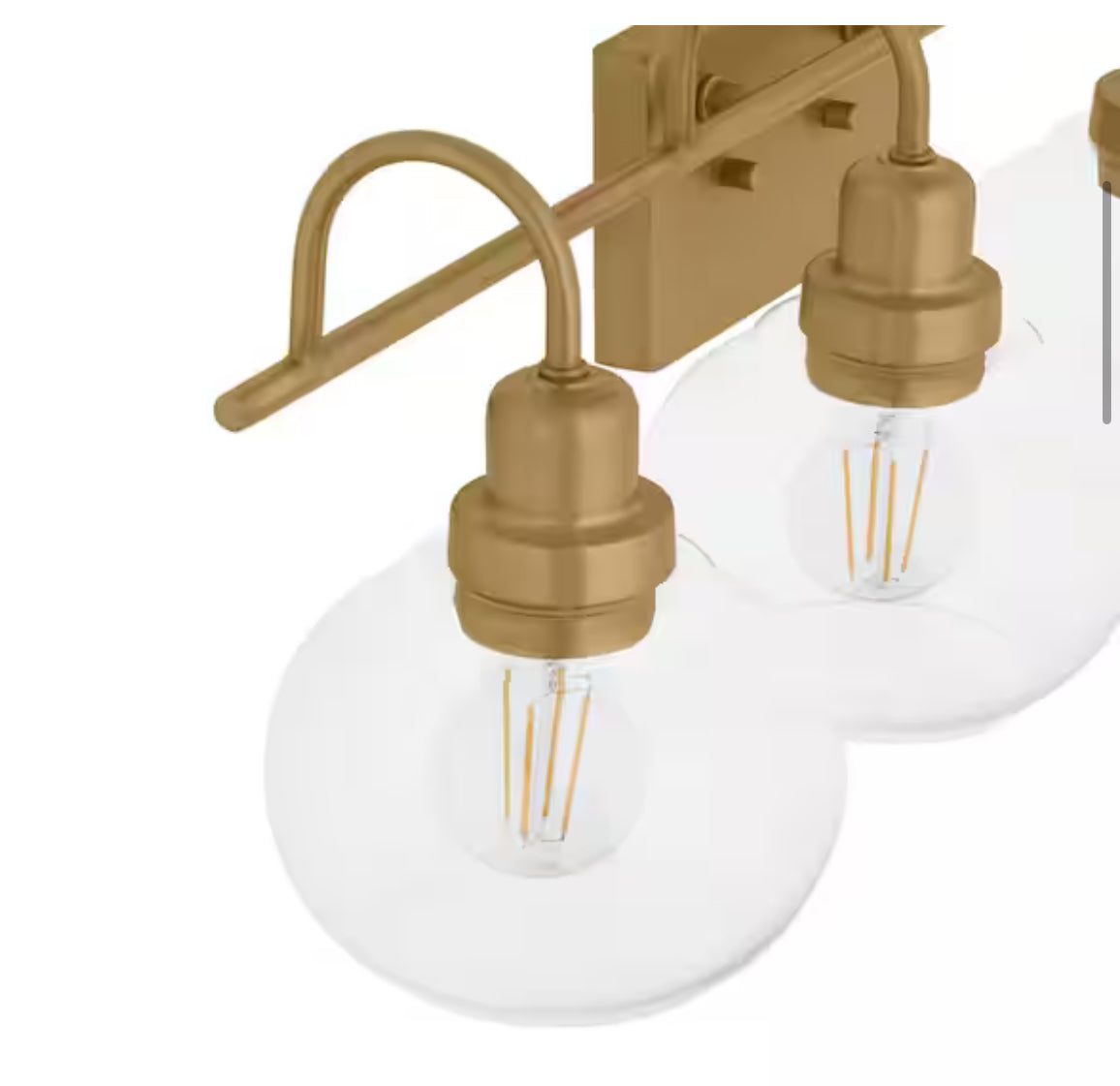 Halyn 31-3/8 in. 4-Light Vintage Brass Industrial Bathroom Vanity Light with Clear Glass Shades