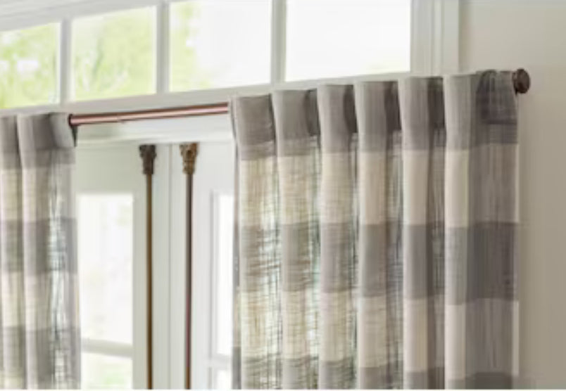 allen + roth 84-in Grey Plaid Light Filtering Back Tab Single Curtain Panel